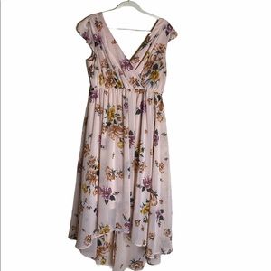 Torrid Blush Pink Floral Chiffon Hi-Lo Dress